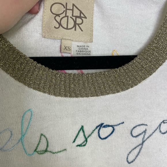 CHASER cashmere blend embroidered metallic collar sweater - Picture 5 of 8